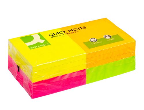 Bloco de notas adesivas q-connect sortido 76 x 76 mm com 80 folhas pack de 12 em 4 cores , Q-connect , 28603 , 5706002105082